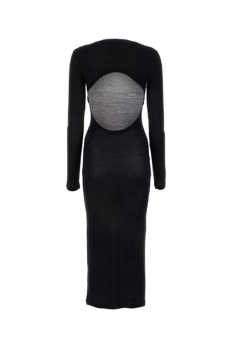 Rochii Saint Laurent Saint Laurent Wool Blend Long Pencil Dress Black Femei (BM 15343981) 2