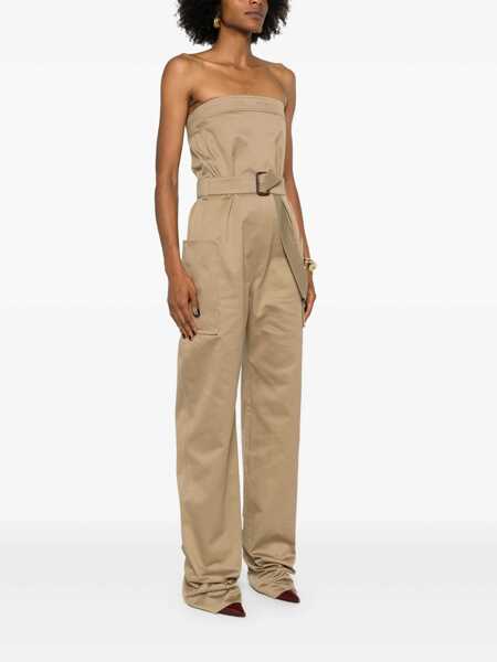 Salopete Saint Laurent Saint Laurent Cotton Gabardine Jumpsuit Beige Femei (BM 15344080) 3