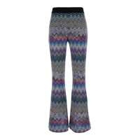 Pantaloni scurti Multicolor Flared Pants With Zigzag Motif In Wool Woman Femei