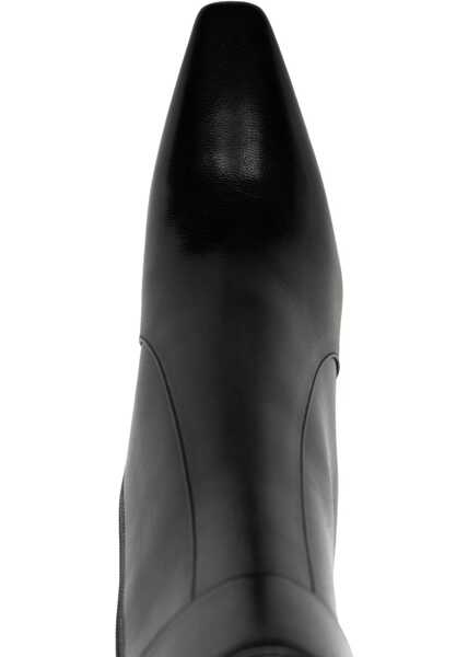 Botine Saint Laurent Leather Tom Booties With Jeweled Buckle 9Cm Black Femei (BM 15351685) 4