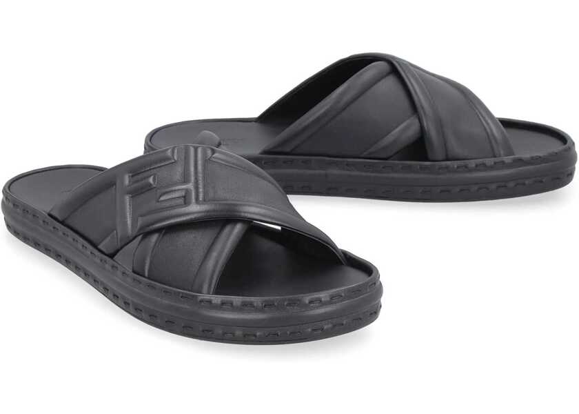 Sandale Fendi Black Leather Sandal BLACK Barbati (BM 15361108) 2