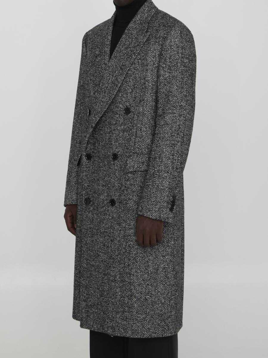 Paltoane Lardini Herringbone Coat Black Barbati (BM 15368800) 2