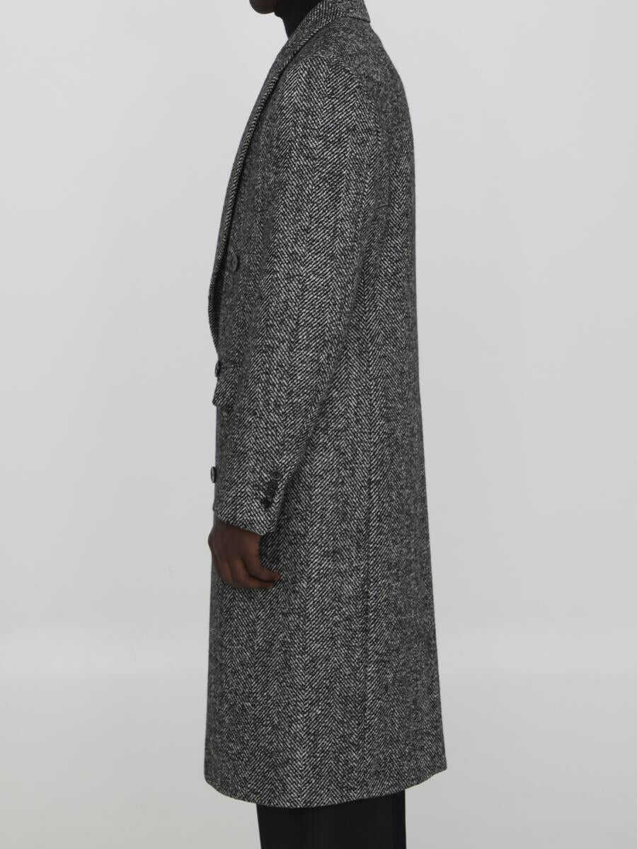 Paltoane Lardini Herringbone Coat Black Barbati (BM 15368800) 3