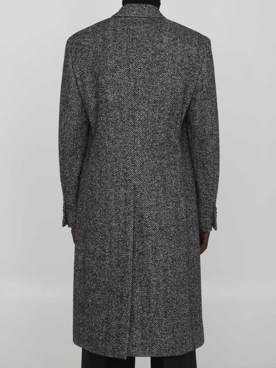 Paltoane Lardini Herringbone Coat Black Barbati (BM 15368800) 4