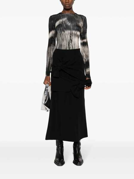 Fuste MSGM Msgm Knot-Detail A-Line Midi Skirt Black Femei (BM 15369073) 2