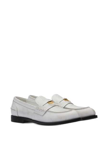 Mocasini Miu Miu Miu Miu Logo-Plaque Leather Loafers White Femei (BM 15370723) 2