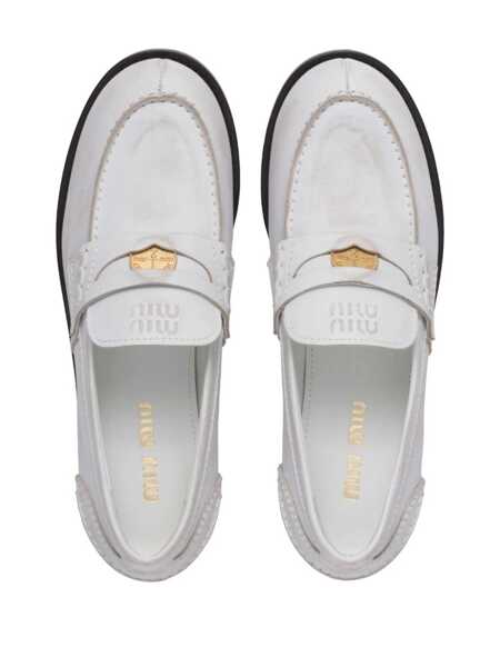 Mocasini Miu Miu Miu Miu Logo-Plaque Leather Loafers White Femei (BM 15370723) 4
