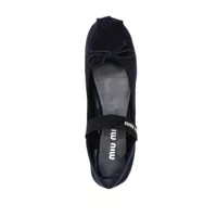 Balerini Dama - Balerini Miu Miu Miu Miu Bow-Detail Suede Ballerina Shoes Blue Femei (BM 15370753) - B-mall.ro