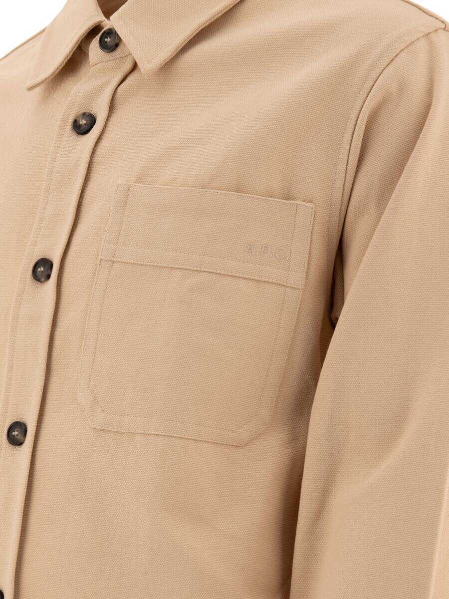 Geci A.P.C. A.P.C. Basile Overshirt Beige Barbati (BM 15379588) 4