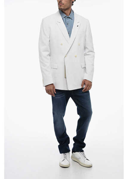 Sacouri CORNELIANI Cc Collection Double Breasted Blazer With Peak Lapel White Barbati (BM 15388657) 4