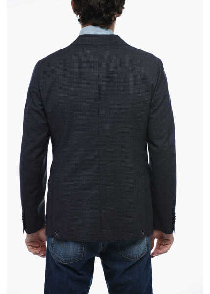 Sacouri CORNELIANI Cc Collection Half-Lined Retailored Blazer With Tattersall P Blue Barbati (BM 15388666) 2