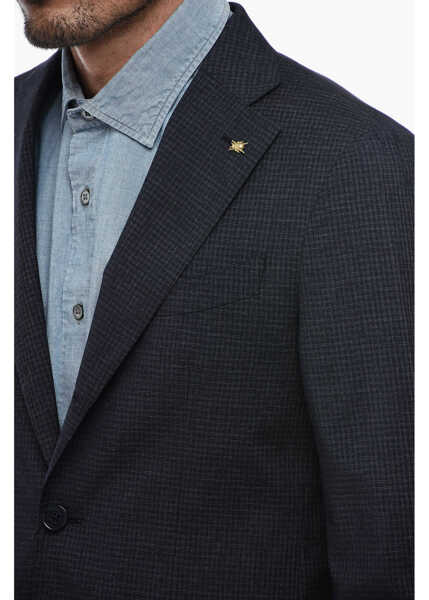 Sacouri CORNELIANI Cc Collection Half-Lined Retailored Blazer With Tattersall P Blue Barbati (BM 15388666) 3