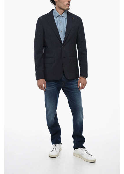 Sacouri CORNELIANI Cc Collection Half-Lined Retailored Blazer With Tattersall P Blue Barbati (BM 15388666) 4