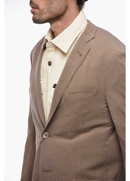 Sacouri CORNELIANI Halflined Hopsack Blazer Beige Barbati (BM 15388669) 3