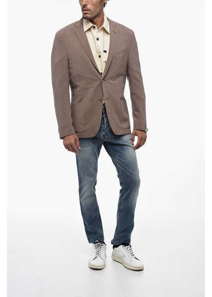 Sacouri CORNELIANI Halflined Hopsack Blazer Beige Barbati (BM 15388669) 4