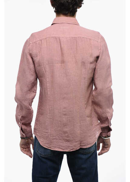 Camasi casual Fay Long Sleeved Linen Shirt Pink Barbati (BM 15388924) 2