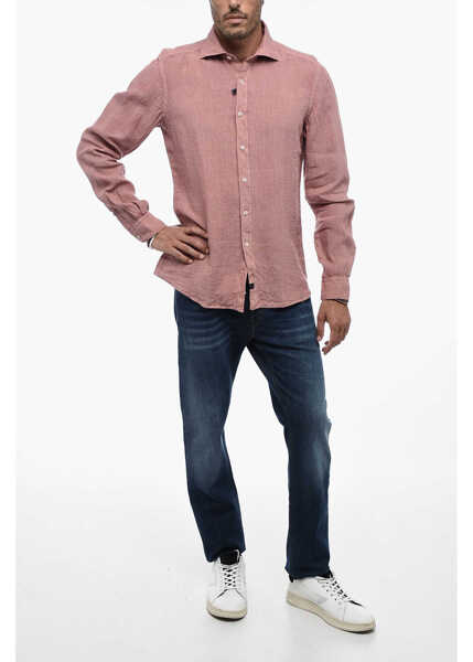 Camasi casual Fay Long Sleeved Linen Shirt Pink Barbati (BM 15388924) 4