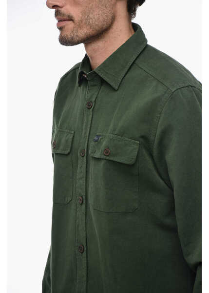 Camasi casual Fay Long Sleeved Linen Blend Shirt Beige Barbati (BM 15389242) 3