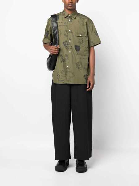 Camasi casual JUNYA WATANABE Short-Sleeved Shirt With Basquiat Pattern Military Green Barbati (BM 15389497) 2