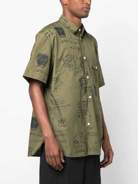 Camasi casual JUNYA WATANABE Short-Sleeved Shirt With Basquiat Pattern Military Green Barbati (BM 15389497) 3
