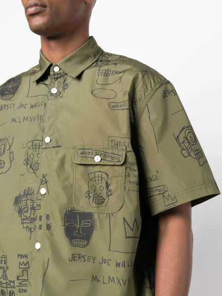 Camasi casual JUNYA WATANABE Short-Sleeved Shirt With Basquiat Pattern Military Green Barbati (BM 15389497) 5