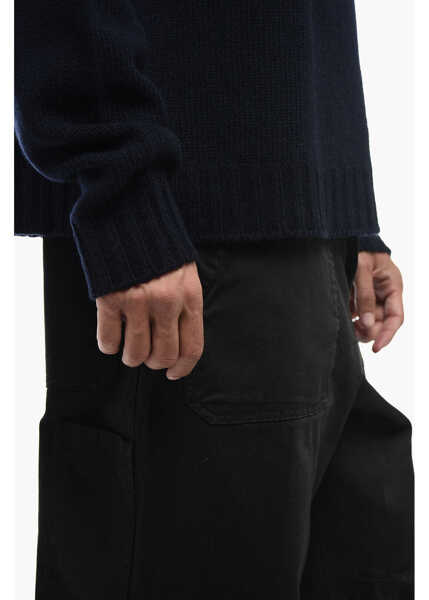 Pulovere Palm Angels Wool-Blended Sweater With Embroidered Logo Blue Barbati (BM 15389515) 4