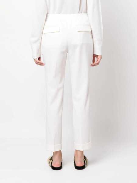Pantaloni casual P.A.R.O.S.H. P.A.R.O.S.H. Tapered Drawstring Trousers WHITE Femei (BM 15395572) 4