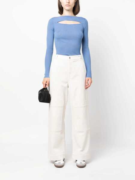 Pantaloni casual P.A.R.O.S.H. P.A.R.O.S.H. Multiple-Pockets High-Waisted Trousers WHITE Femei (BM 15395671) 2