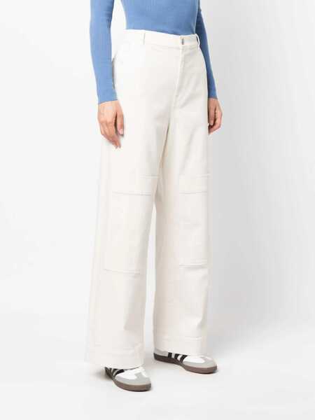Pantaloni casual P.A.R.O.S.H. P.A.R.O.S.H. Multiple-Pockets High-Waisted Trousers WHITE Femei (BM 15395671) 3