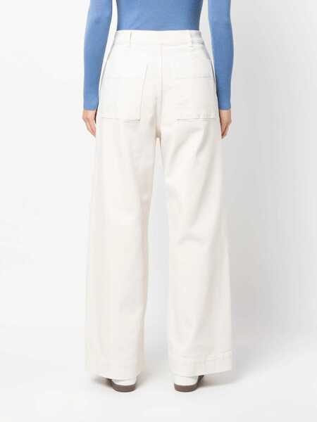 Pantaloni casual P.A.R.O.S.H. P.A.R.O.S.H. Multiple-Pockets High-Waisted Trousers WHITE Femei (BM 15395671) 4