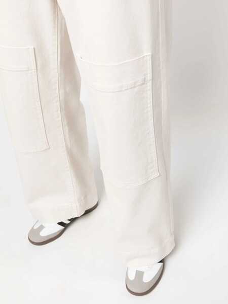 Pantaloni casual P.A.R.O.S.H. P.A.R.O.S.H. Multiple-Pockets High-Waisted Trousers WHITE Femei (BM 15395671) 5