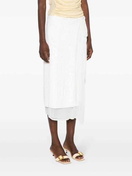 Fuste P.A.R.O.S.H. P.A.R.O.S.H. Sequinned Wrap Midi Skirt White Femei (BM 15395986) 3