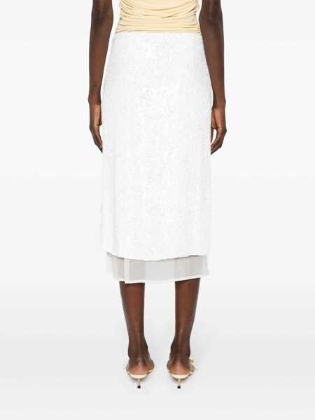 Fuste P.A.R.O.S.H. P.A.R.O.S.H. Sequinned Wrap Midi Skirt White Femei (BM 15395986) 4