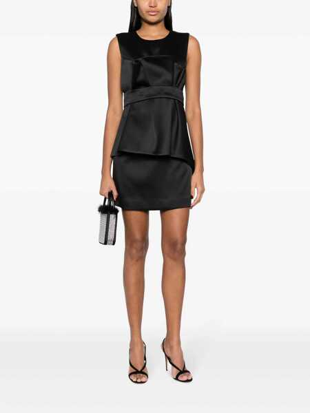 Rochii P.A.R.O.S.H. P.A.R.O.S.H. Satin Belted Sleveless Minidress Black Femei (BM 15396139) 2