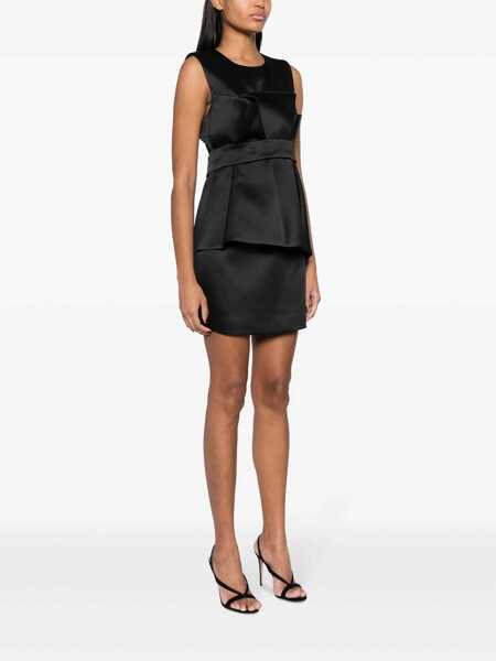Rochii P.A.R.O.S.H. P.A.R.O.S.H. Satin Belted Sleveless Minidress Black Femei (BM 15396139) 3
