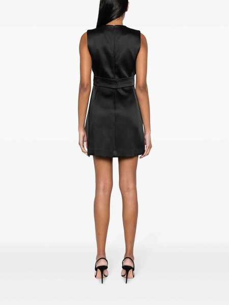 Rochii P.A.R.O.S.H. P.A.R.O.S.H. Satin Belted Sleveless Minidress Black Femei (BM 15396139) 4