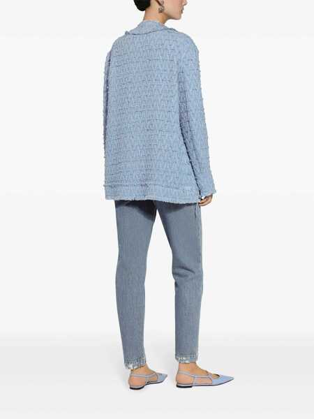 Geci Dolce & Gabbana Light Blue Single-Breasted Jacket With Logo Detail On Buttons In Cotton Blend Woman BLUE Femei (BM 15396535) 4