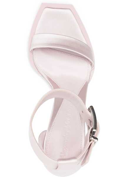 Sandale cu toc Alexander McQueen Satin Sandals With Strap Heel 10Cm Pink Femei (BM 15407746) 4