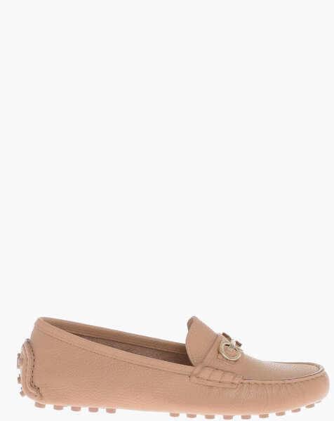 Mocasini Salvatore Ferragamo Hammered Leather Odilia Loafers With Clamps Beige Femei (BM 15407794) 2