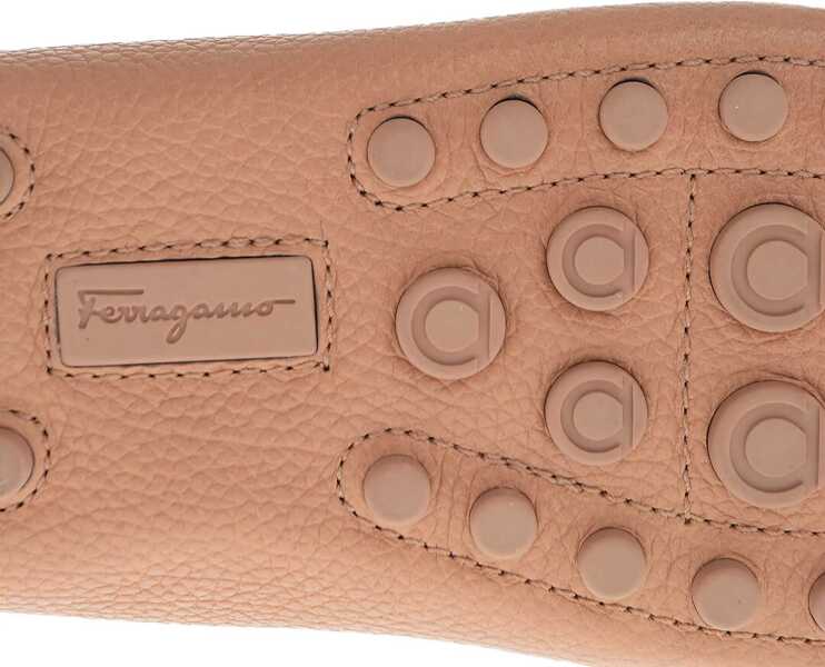 Mocasini Salvatore Ferragamo Hammered Leather Odilia Loafers With Clamps Beige Femei (BM 15407794) 5