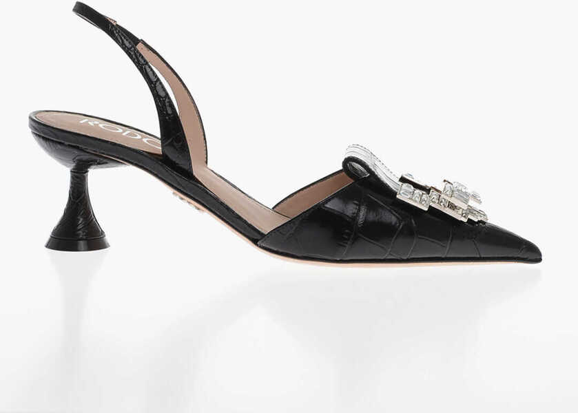 Sandale cu toc RODO Pointed Sandals With Rhinestones Detail Heel 6 Cm Black Femei (BM 15407815) 3