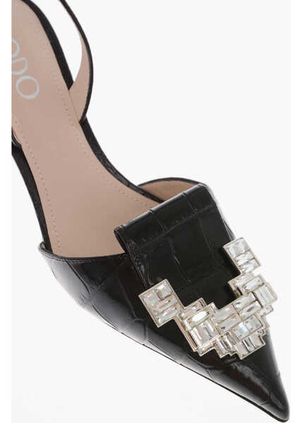 Sandale cu toc RODO Pointed Sandals With Rhinestones Detail Heel 6 Cm Black Femei (BM 15407815) 4