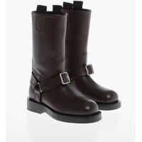 Botine Leather Biker Mid Boots Femei