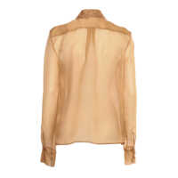 Camasi Fabiana Filippi Dama - Camasi Fabiana Filippi ORGANZA BASIC SHIRT WITH GALASSIA EMBROIDERED COLLAR Brown Femei (BM 15420097) - B-mall.ro