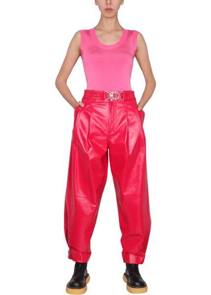 Pantaloni casual Bottega Veneta Leather Pants RED Femei (BM 15448396) 2