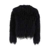 Geci Black Cropped Fur Jacket With Concealed Front Closure In Shearling Fur Woman Femei