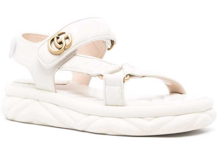 Sandale Gucci Gucci Leather Double G Sandals White Femei (BM 15465399) 2