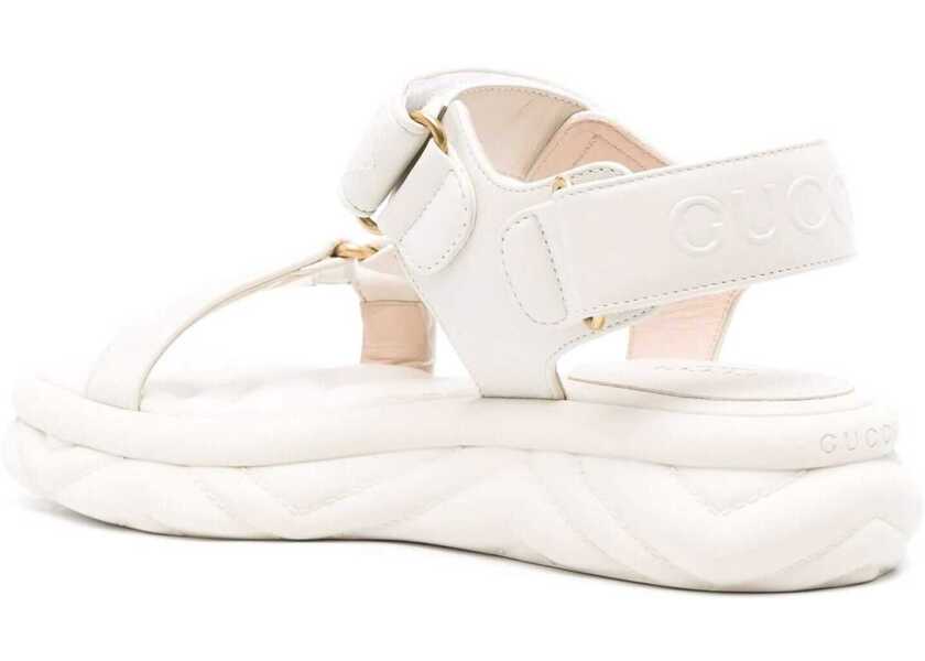 Sandale Gucci Gucci Leather Double G Sandals White Femei (BM 15465399) 3