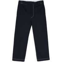 Pantaloni Blue Straight Pants With Contrasting Stitching In Fabric Man Barbati