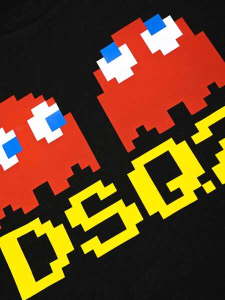Tricouri DSQUARED2 Pac-Man Crewneck T-Shirt Cool Fit Printed Black Baieti (BM 15483835) 3